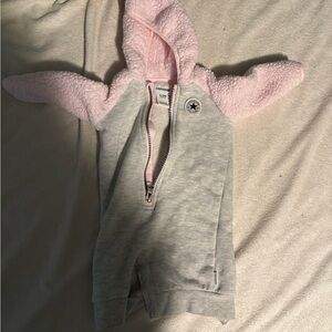 Converse Pink and Gray Baby Hooded Onesie 0-3 months GUC